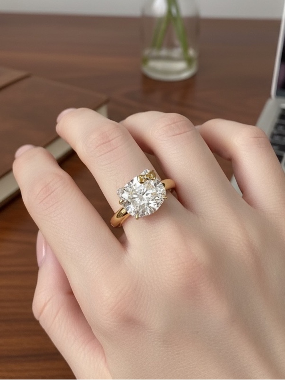 Stainless Steel Gold Hello Kitty Zircon Ring Adjustable Waterproof Gift